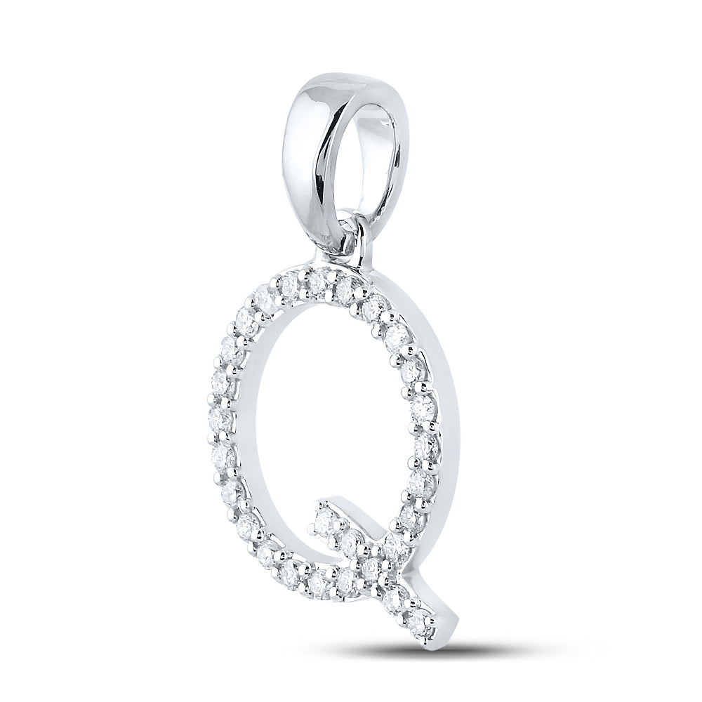 1/10CTW-DIA 1/8CTW-BLUE SAPP NATURAL GEM  INITIAL "Q" PENDANT