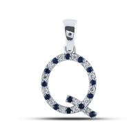 Load image into Gallery viewer, 1/10CTW-DIA 1/8CTW-BLUE SAPP NATURAL GEM  INITIAL &quot;Q&quot; PENDANT

