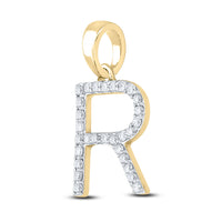 Load image into Gallery viewer, 1/10CTW-DIA CN 1/8CTW-BLUE SAPP NATURAL GEM INITIAL &quot;R&quot; PENDANT
