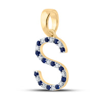 Load image into Gallery viewer, 1/10CTW-DIA CN 1/8CTW-BLUE SAPP NATURAL GEM  INITIAL &quot;S&quot; PENDANT
