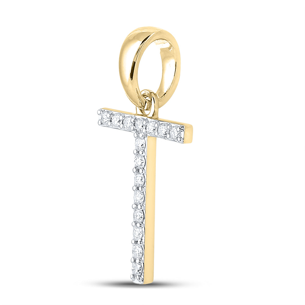 1/8CT-DIA CN LADIES INITIAL "T" PENDANT