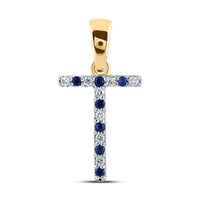 Load image into Gallery viewer, 1/20CT-DIA 1/12CT-BLUE SAPP NATURAL GEM  INITIAL &quot;T&quot; PENDANT
