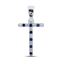 Load image into Gallery viewer, 1/20CTW-DIA 1/12CTW-BLUE SAPP NATURAL GEM INITIAL &quot;T&quot; PENDANT
