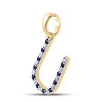 Load image into Gallery viewer, 1/10CT-DIA 1/10CT-BLUE SAPP NATURAL GEM  INITIAL &quot;U&quot; PENDANT
