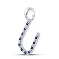 Load image into Gallery viewer, 1/10CT-DIA 1/10CT-BLUE SAPP NATURAL GEM  INITIAL &quot;U&quot; PENDANT
