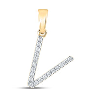 Load image into Gallery viewer, 1/8CT-DIA CN LADIES INITIAL &quot;V&quot; PENDANT
