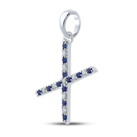 Load image into Gallery viewer, 1/12CT-DIA 1/10CT-BLUE SAPP NATURAL GEM  INITIAL &quot;X&quot; PENDANT
