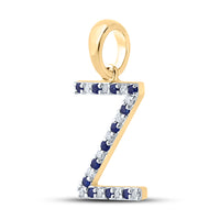 Load image into Gallery viewer, 1/12CT-DIA 1/10CT-BLUE SAPP NATURAL GEM INITIAL &quot;Z&quot; PENDANT

