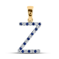 Load image into Gallery viewer, 1/12CT-DIA 1/10CT-BLUE SAPP NATURAL GEM INITIAL &quot;Z&quot; PENDANT
