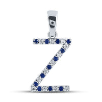 Load image into Gallery viewer, 1/12CT-DIA 1/10CT-BLUE SAPP NATURAL GEM  INITIAL &quot;Z&quot; PENDANT
