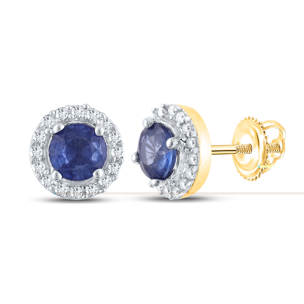 1/10CTW-DIA CN 5/8CT BLUE SAPPHIRE NATURAL GEM ROUND EARRNG