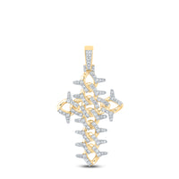 Load image into Gallery viewer, 1 1/2CT-DIA NK SPIKE CUBAIN CROSS MENS CHARM
