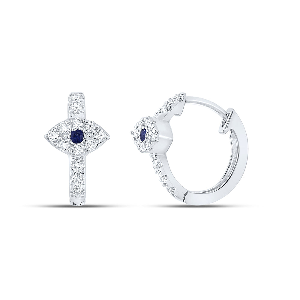 1/4CTW-DIA CN 1.5 MM-BLU SAPP NATURAL GEM HOOPS EARRING