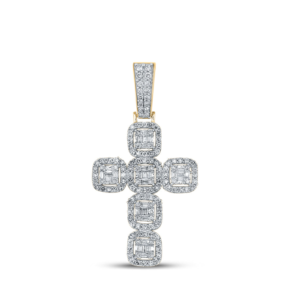 1 1/3CTW-DIA NK BAGUETTE CROSS MENS CHARM