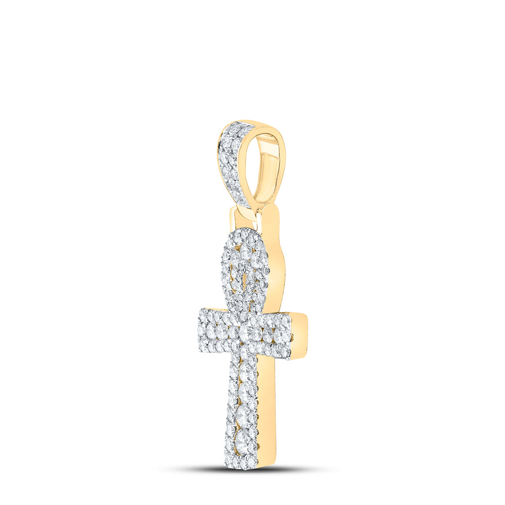 1 3/4CTW-DIA CN CROSS MENS CHARM
