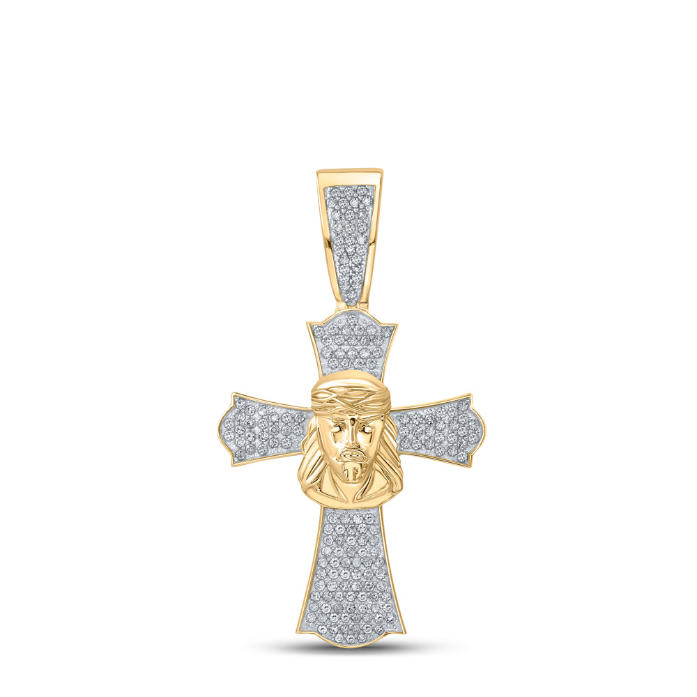 1/2CTW-DIA P1P2 CROSS MENS CHARM