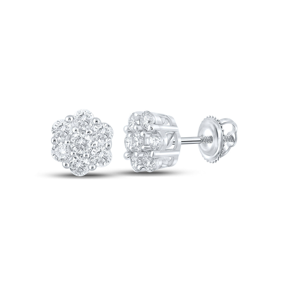 1/2CTW-DIA NK 7 STONE FLOWER EARRING