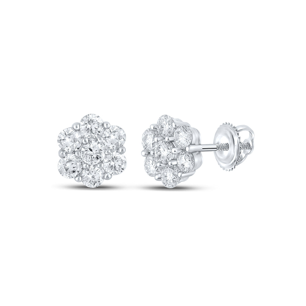 1 7/8CTW-DIA NK 7 STONE FLOWER EARRING