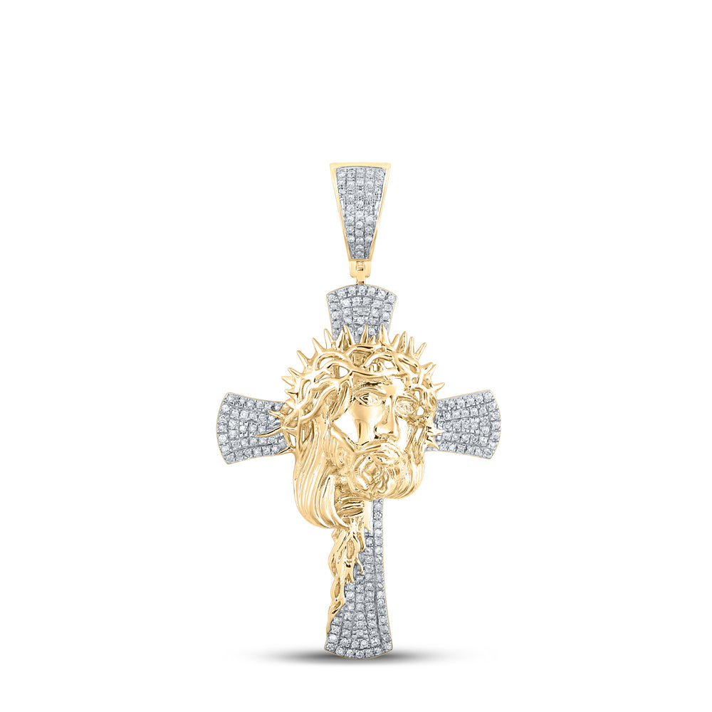 1/2CTW-DIA P1P2 CROSS JESUS MENS CHARM