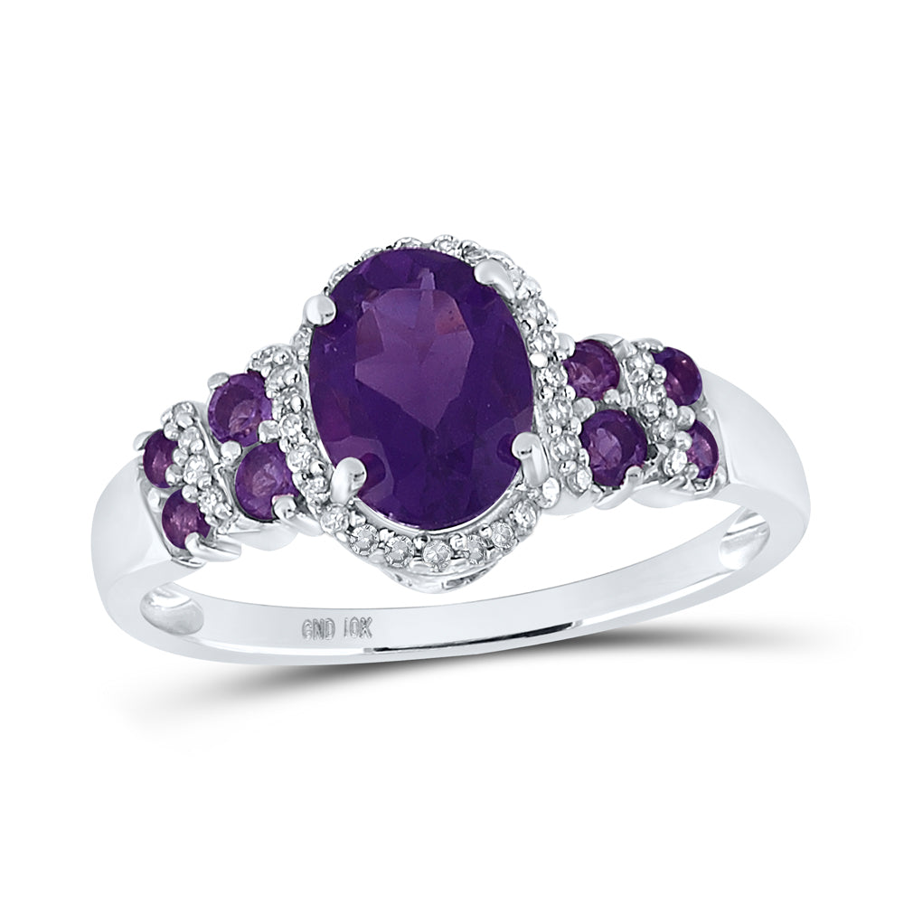 1/8CTW-DIA 1 1/3CT-AM SYNTHETIC GEMSTONE RING