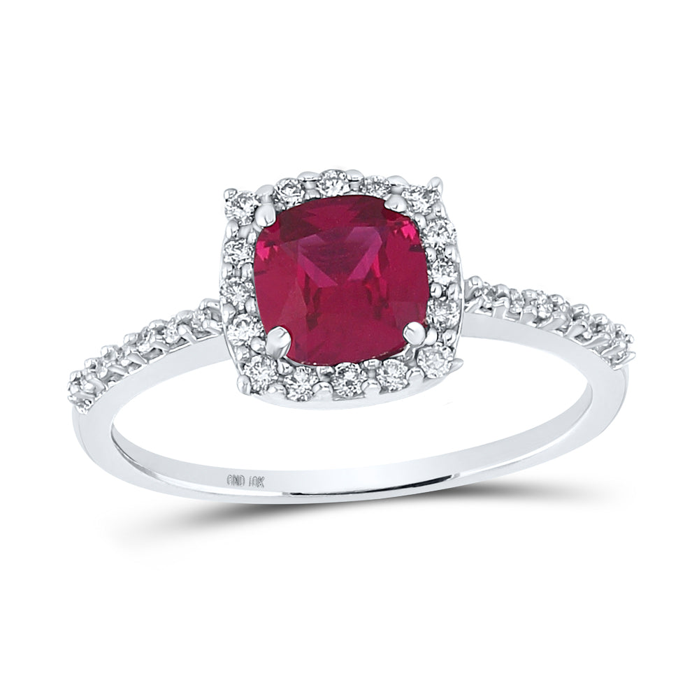 1/5CTW-DIA 1 1/3CT-RUBY SYNTHETIC GEMSTONE RING