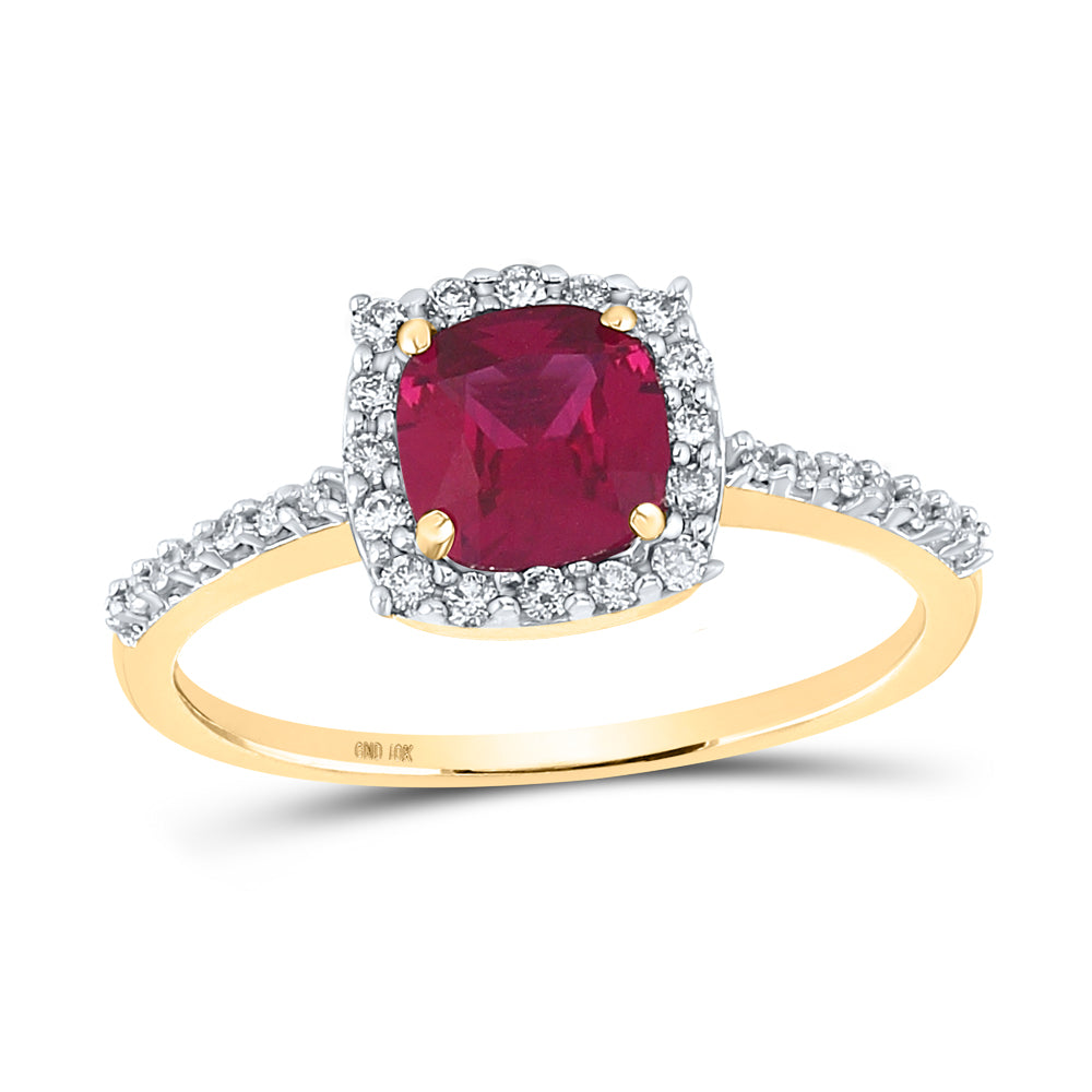 1/5CTW-DIA 1 1/3CT-RUBY SYNTHETIC GEMSTONE RING