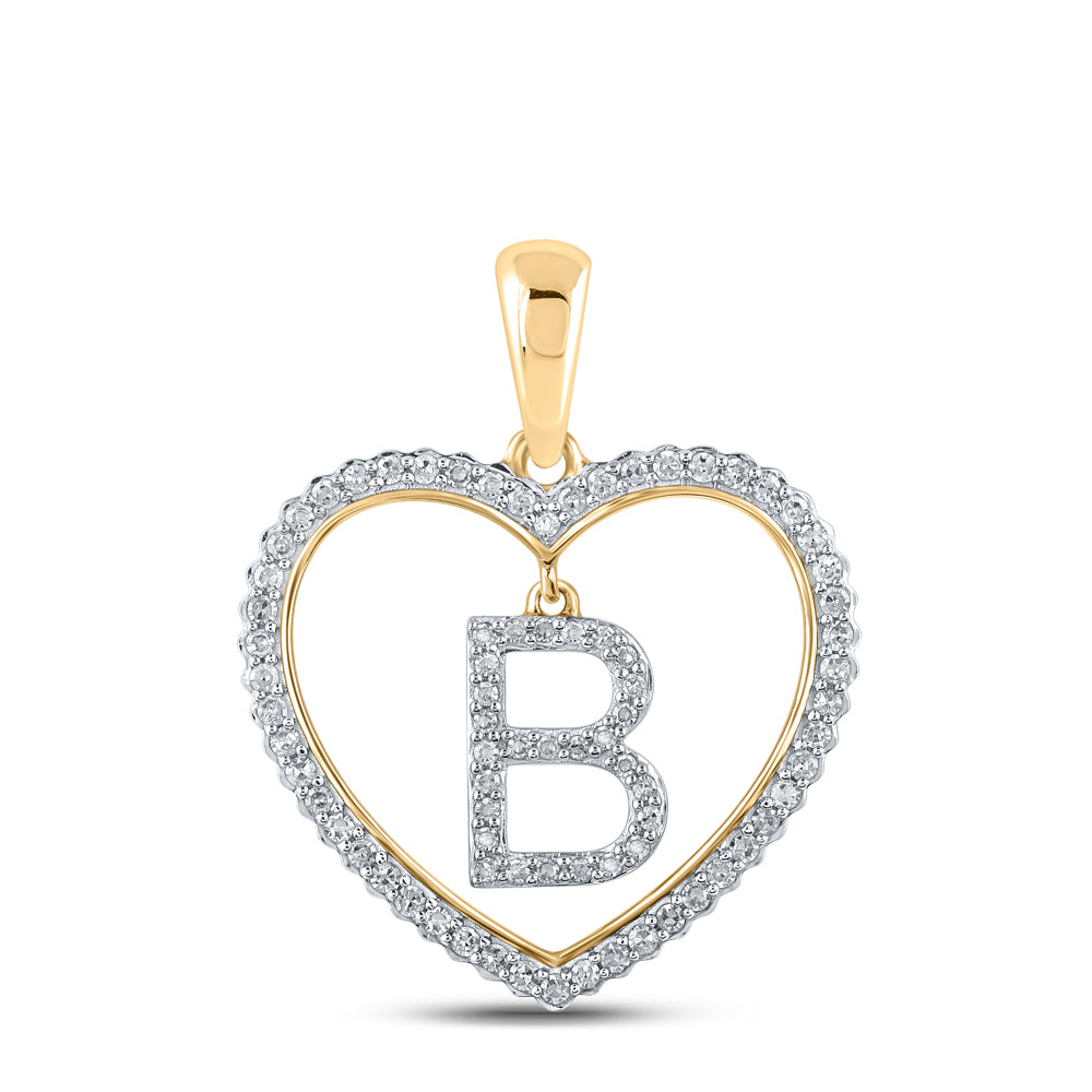 1/4CTW-DIA CN INITIAL "B" HEART PENDANT