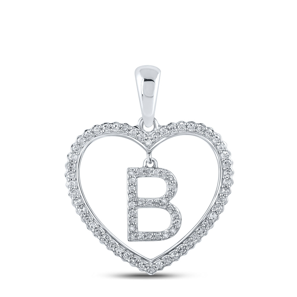 1/4CTW-DIA CN INITIAL "B" HEART PENDANT