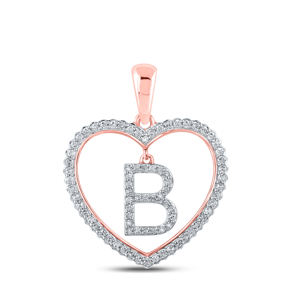 1/4CTW-DIA CN INITIAL "B" HEART PENDANT