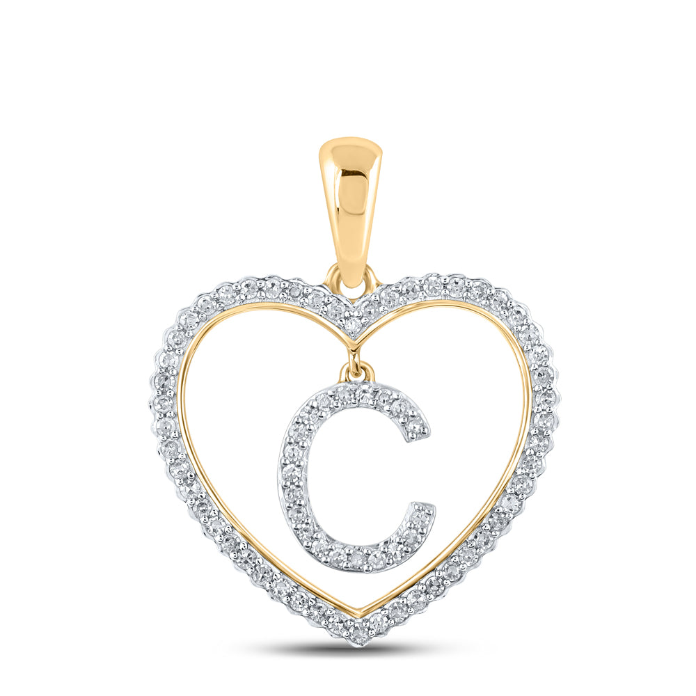 1/4CTW-DIA CN INITIAL "C" HEART PENDANT