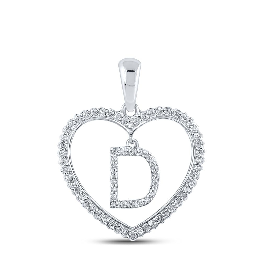 1/4CTW-DIA CN INITIAL "D" HEART PENDANT
