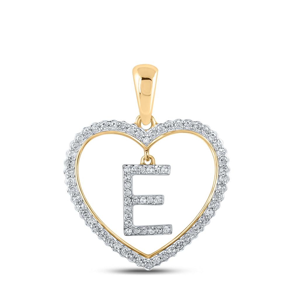 1/4CTW-DIA CN INITIAL "E" HEART PENDANT