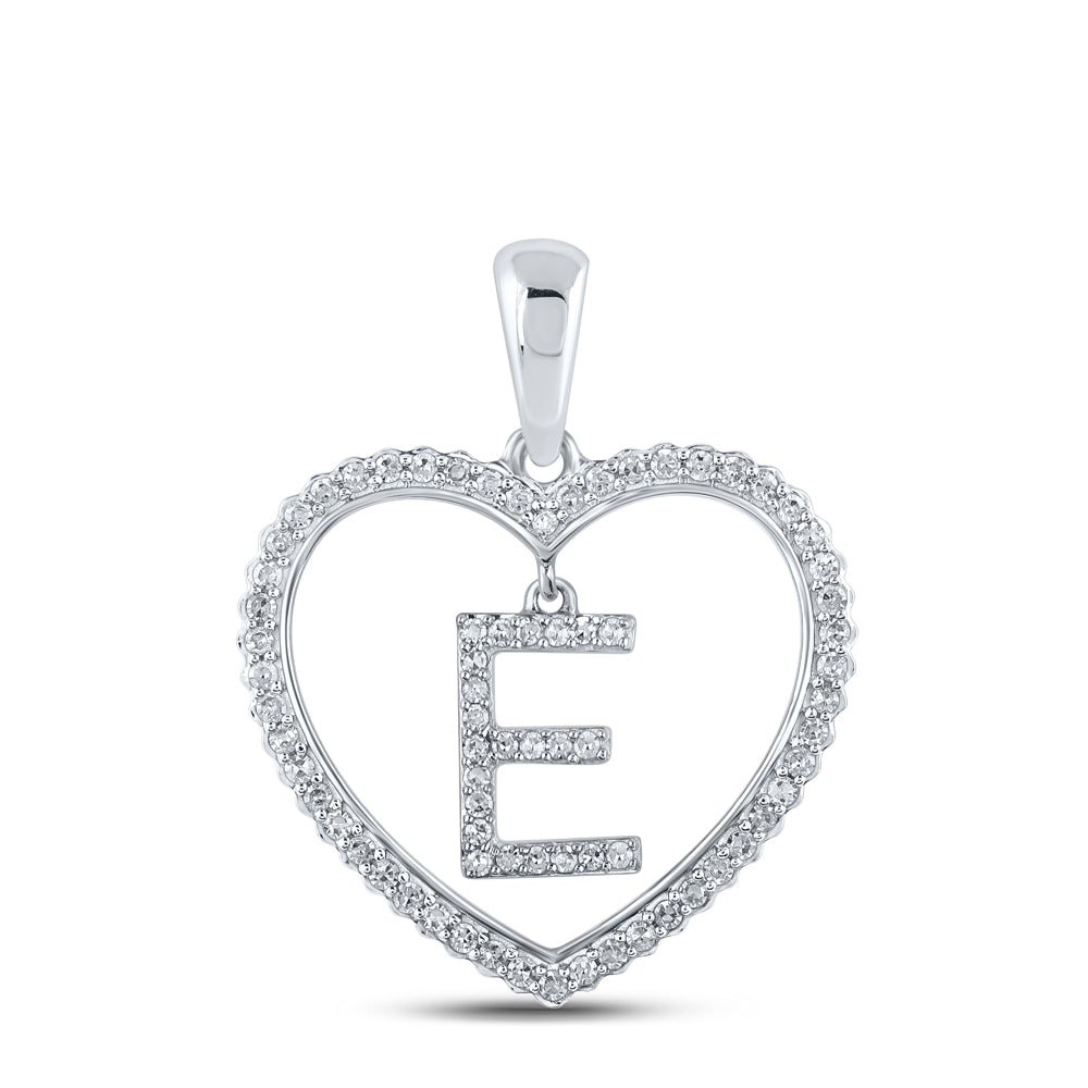 1/4CTW-DIA CN INITIAL "E" HEART PENDANT
