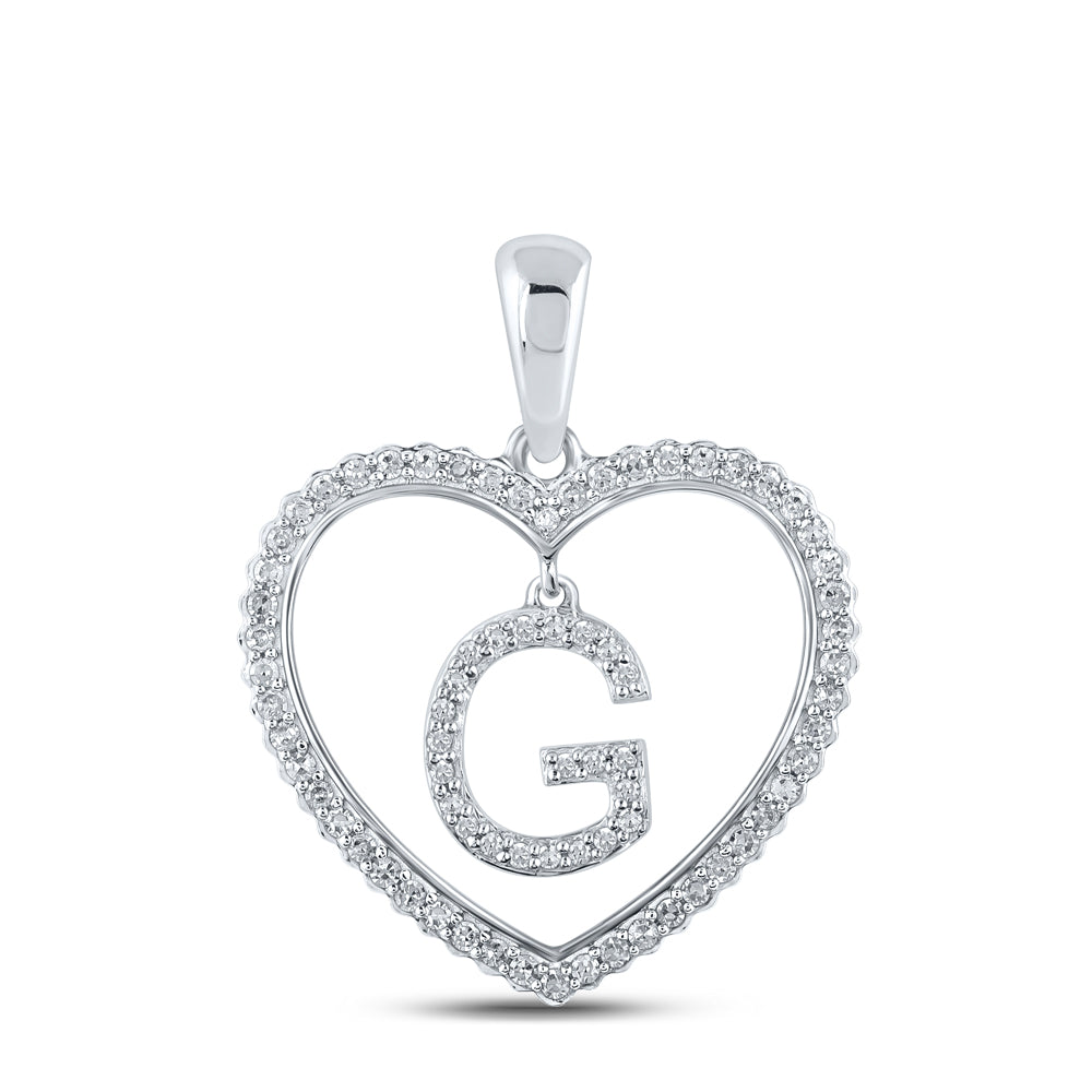 1/4CTW-DIA CN INITIAL "G" HEART PENDANT