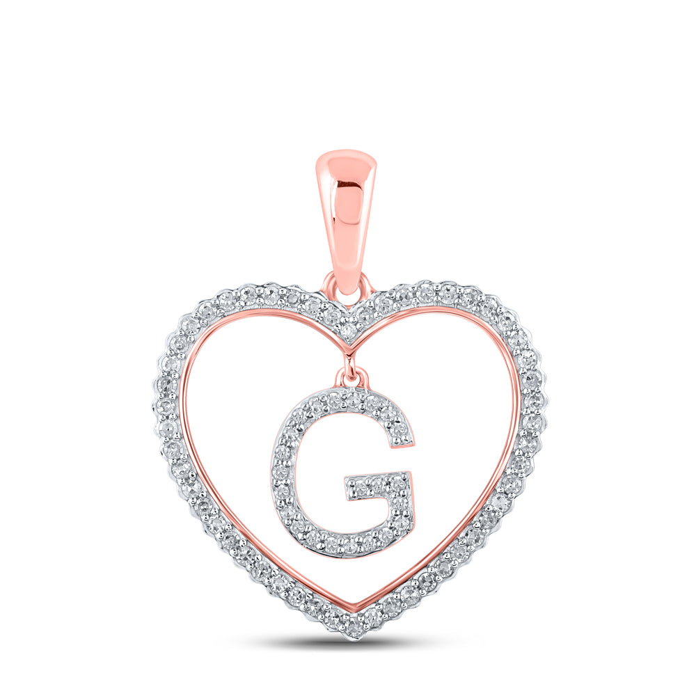 1/4CTW-DIA CN INITIAL "G" HEART PENDANT