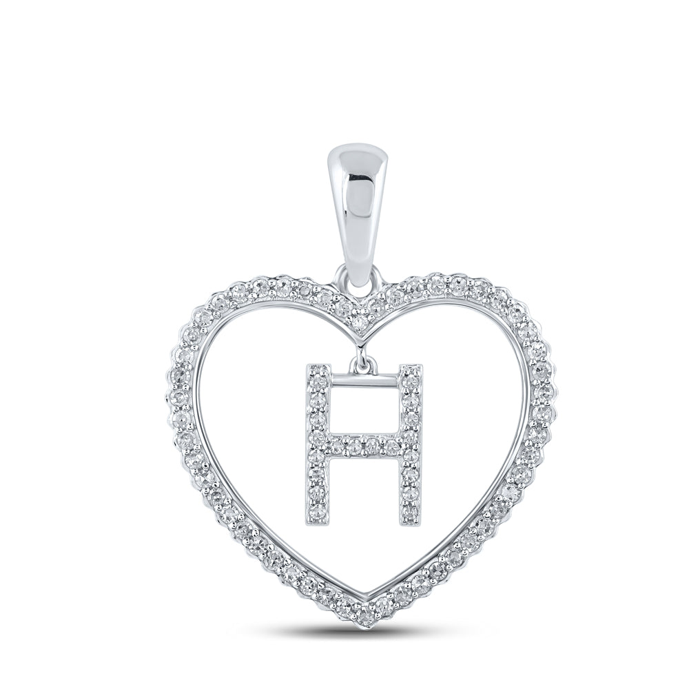 1/4CTW-DIA CN INITIAL "H" HEART PENDANT