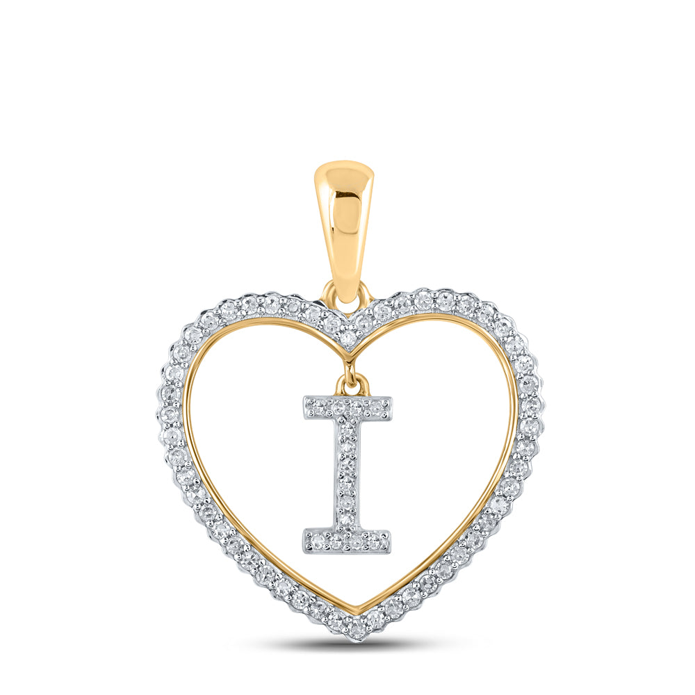 1/4CTW-DIA CN INITIAL "I" HEART PENDANT