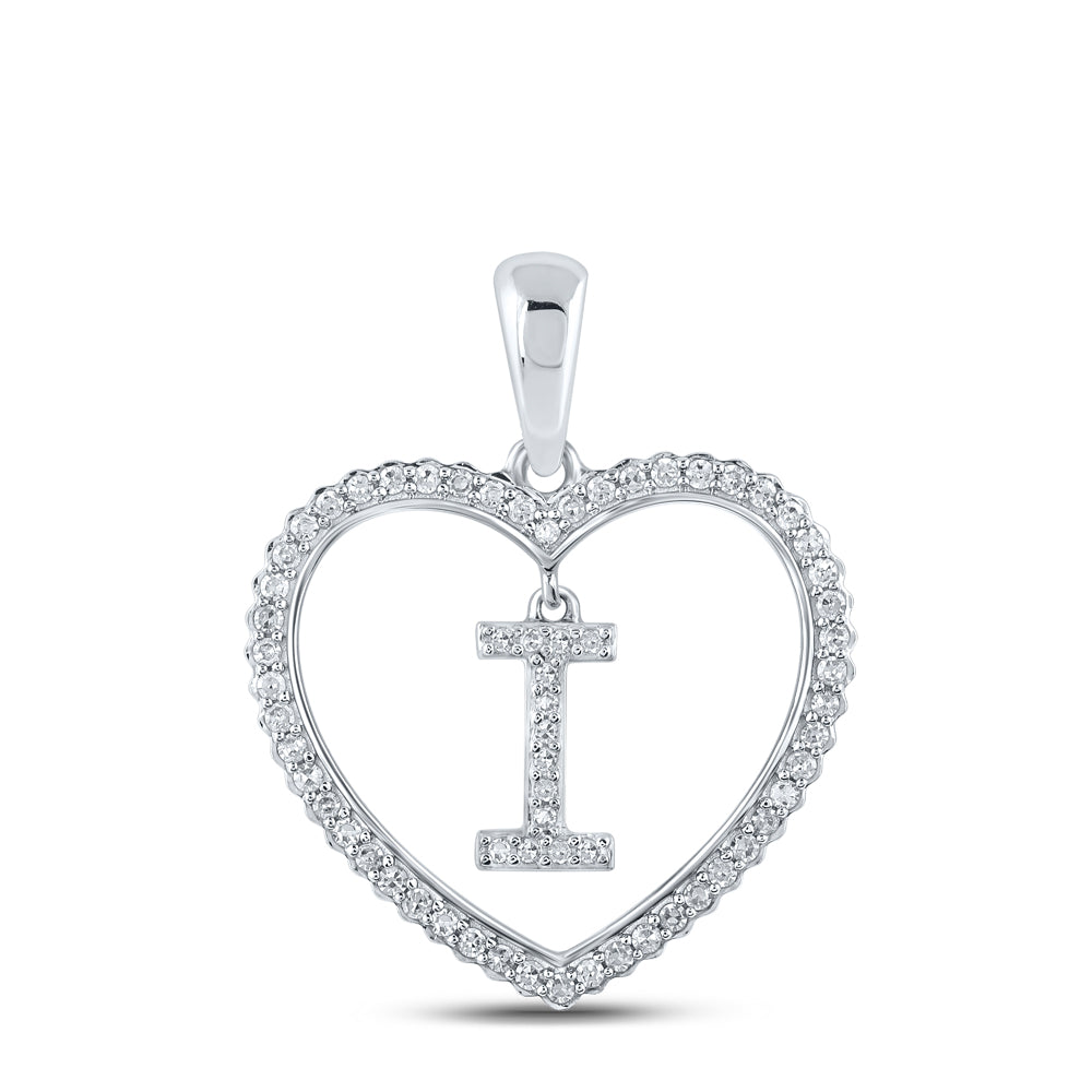1/4CTW-DIA CN INITIAL "I" HEART PENDANT