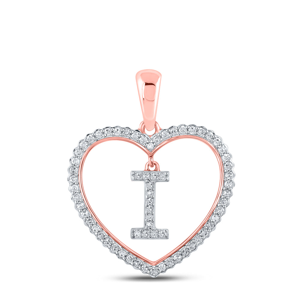 1/4CTW-DIA CN INITIAL "I" HEART PENDANT