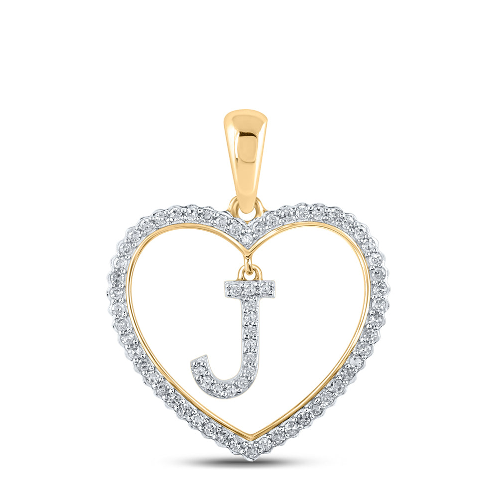 1/4CTW-DIA CN INITIAL "J" HEART PENDANT