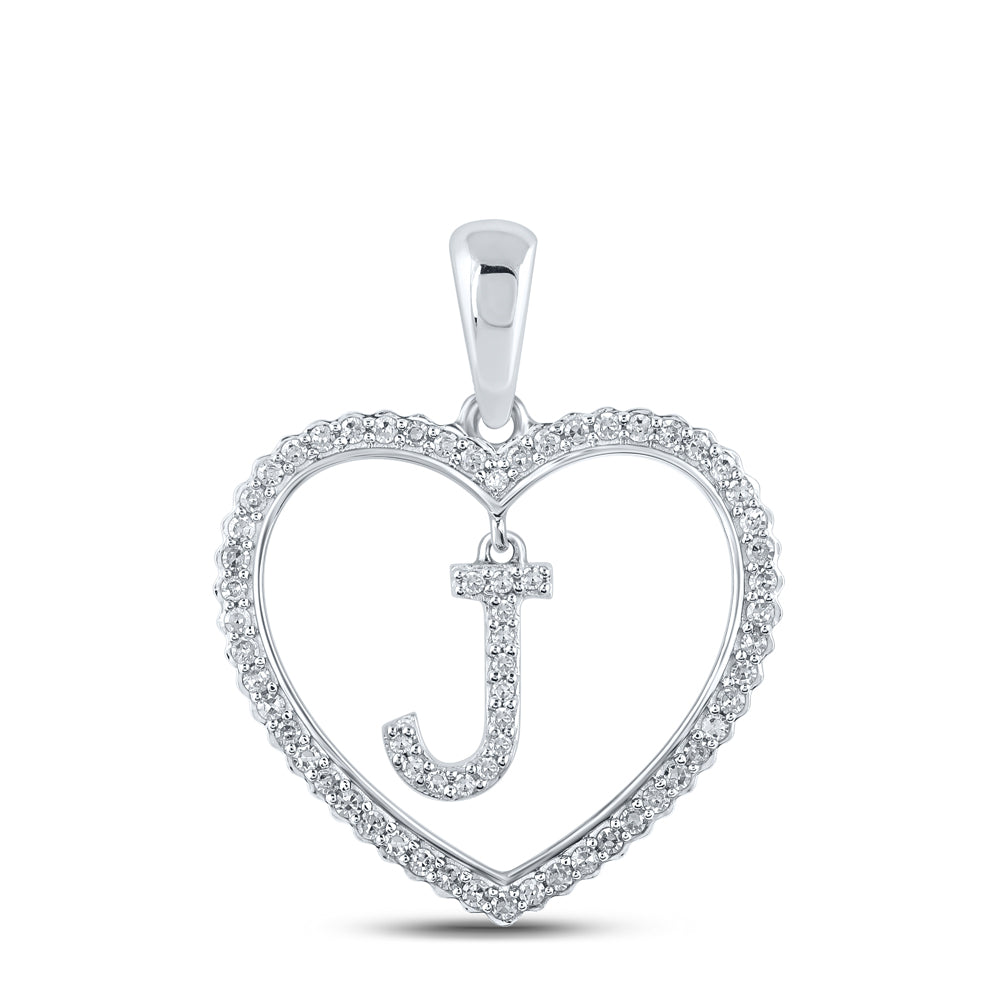 1/4CTW-DIA CN INITIAL "J" HEART PENDANT