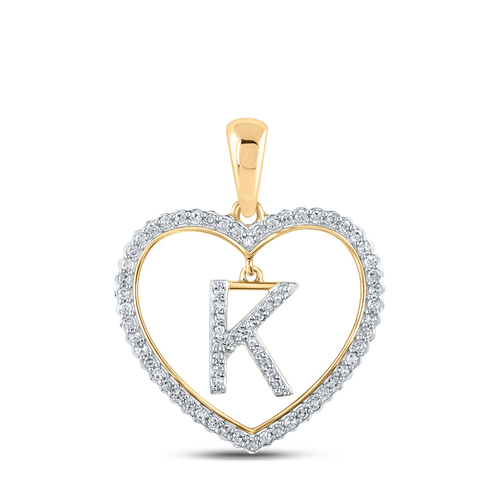1/4CTW-DIA CN INITIAL "K" HEART PENDANT