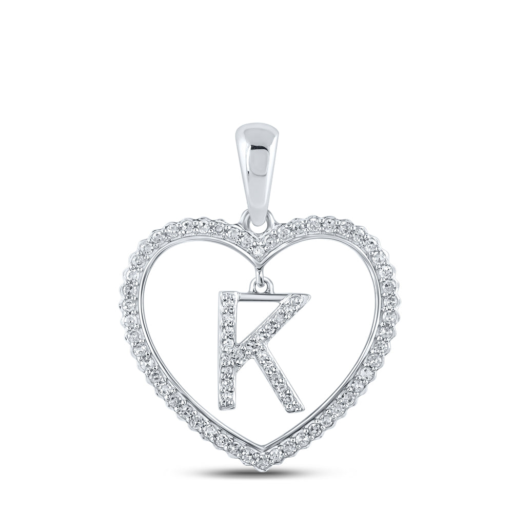 1/4CTW-DIA CN INITIAL "K" HEART PENDANT