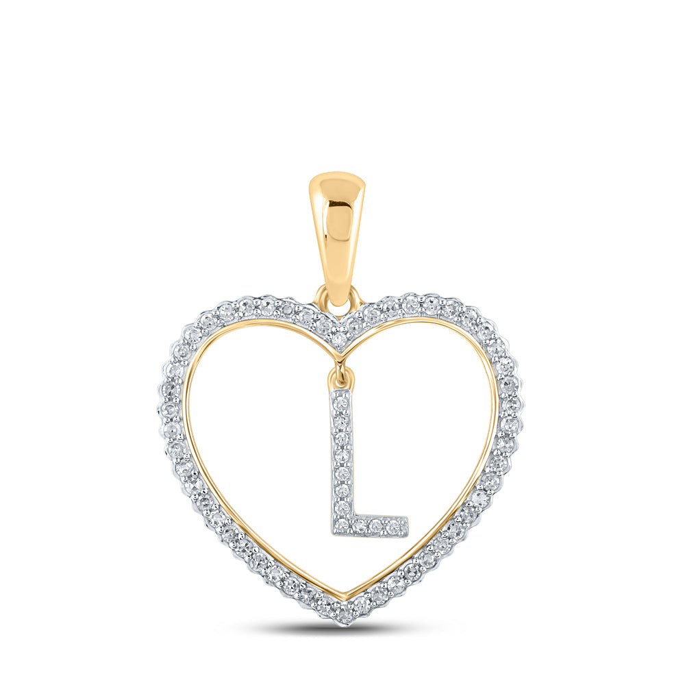 1/4CTW-DIA CN INITIAL "L" HEART PENDANT