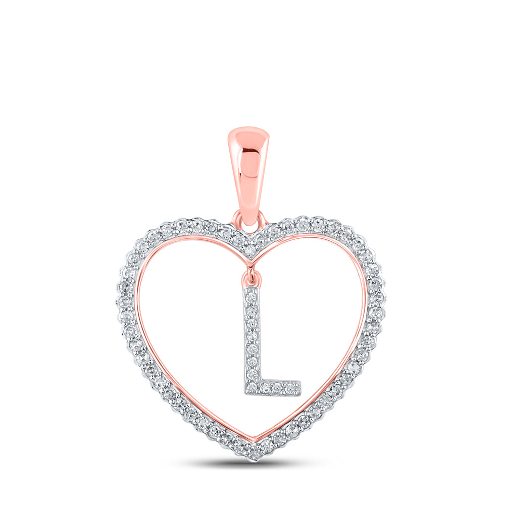 1/4CTW-DIA CN INITIAL "L" HEART PENDANT