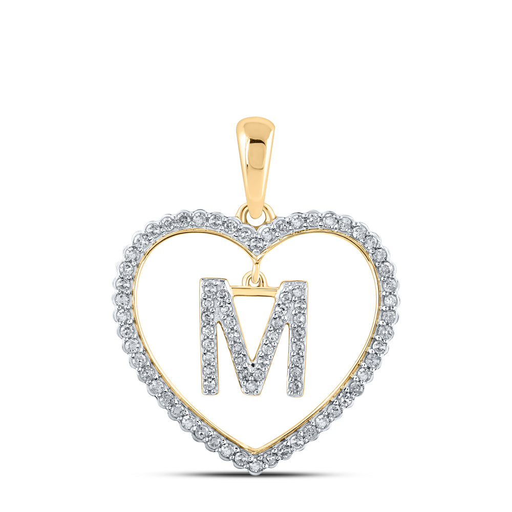 1/4CTW-DIA CN INITIAL "M" HEART PENDANT