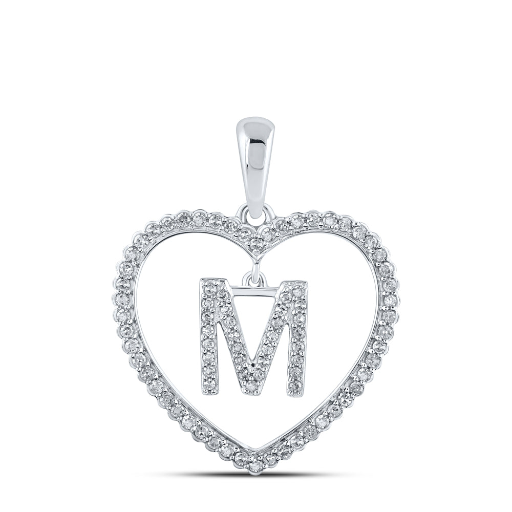 1/4CTW-DIA CN INITIAL "M" HEART PENDANT