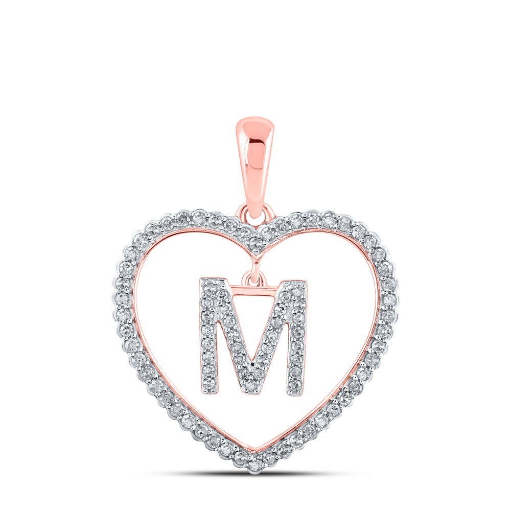 1/4CTW-DIA CN INITIAL "M" HEART PENDANT