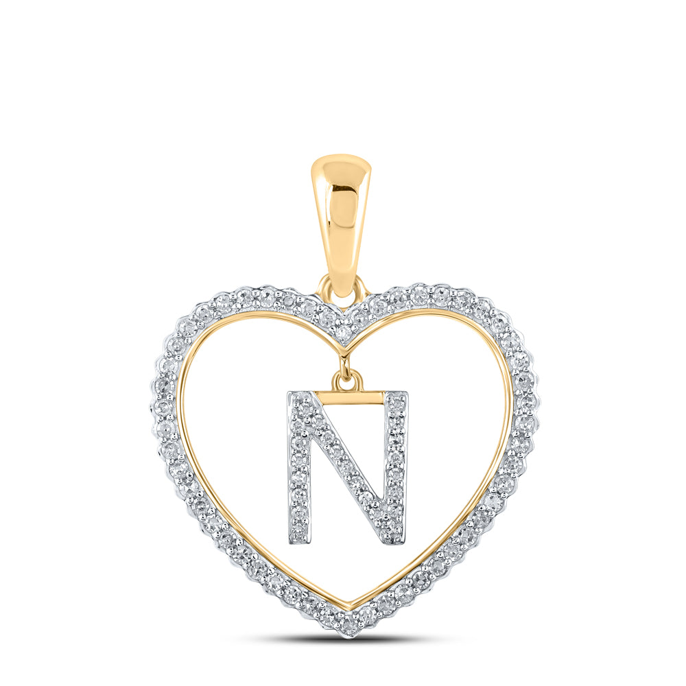 1/4CTW-DIA CN INITIAL "N" HEART PENDANT