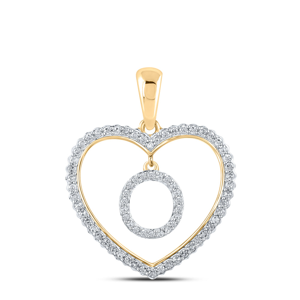 1/4CTW-DIA CN INITIAL "O" HEART PENDANT